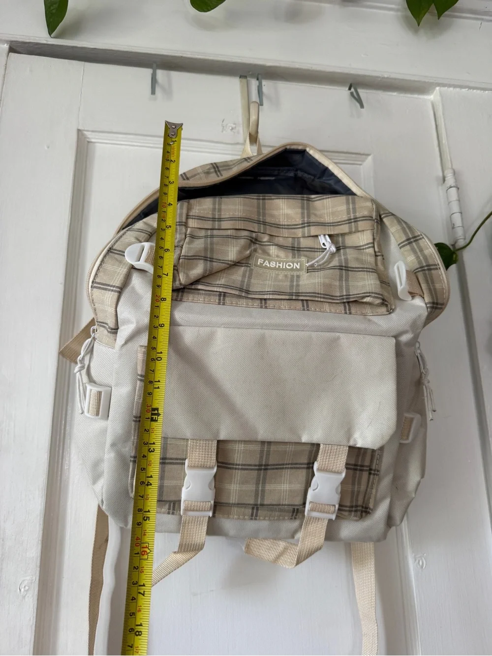 Beige Plaid FASHION Backpack